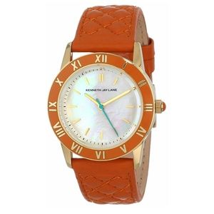 NWOT Kenneth Jay Lane Orange Quilted Watch